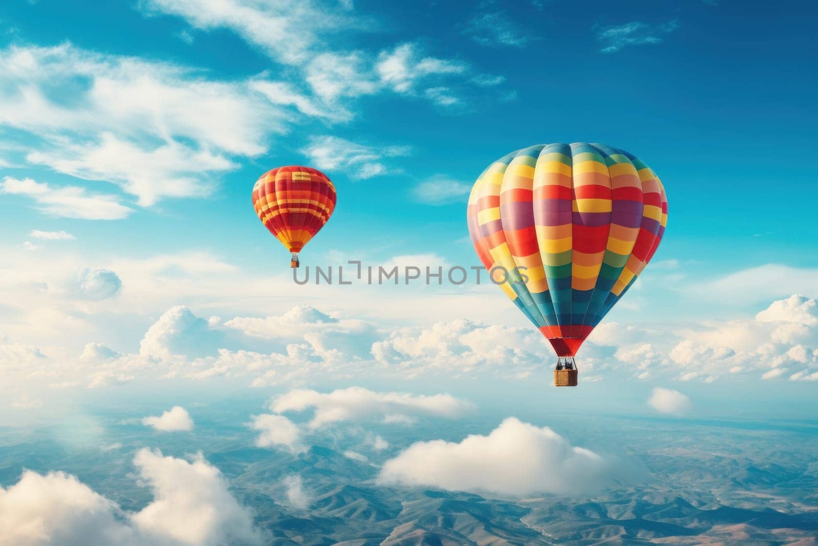 Balloon flight. Beautiful background, travel theme. Generative AI by golfmerrymaker