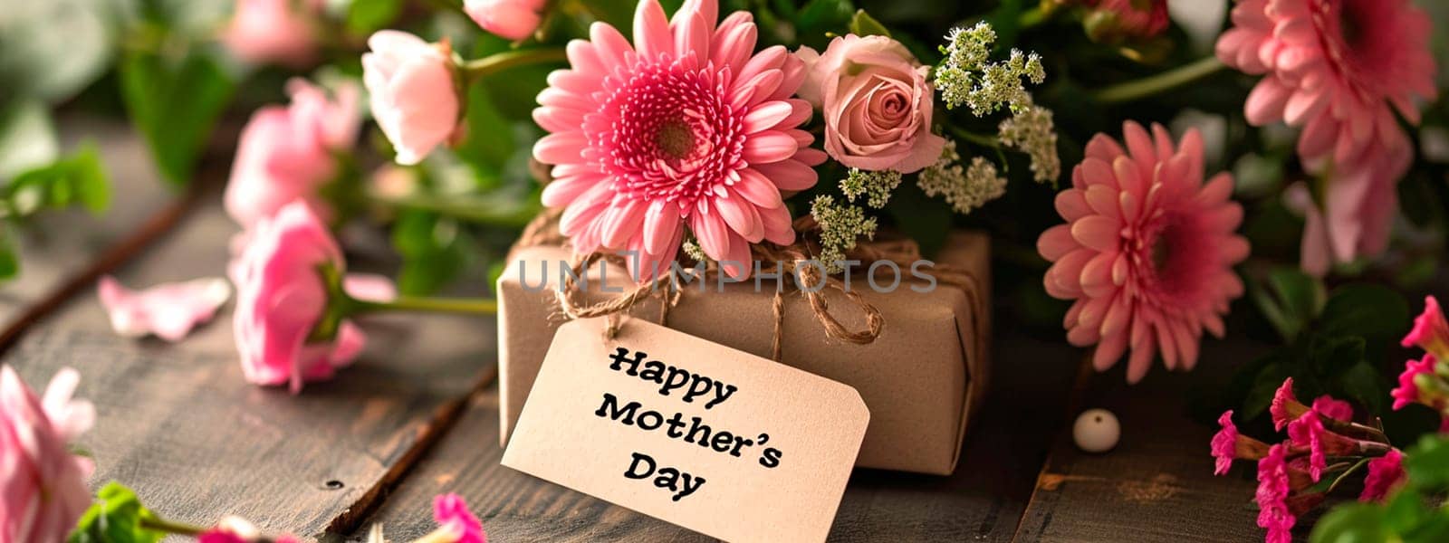 Gift and flowers for Mother's Day. Selective focus. by yanadjana