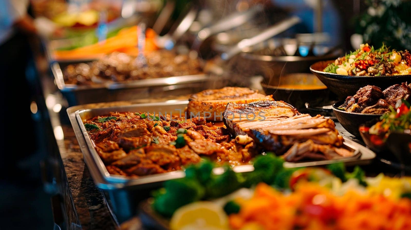 buffet with different food. Selective focus. eat.