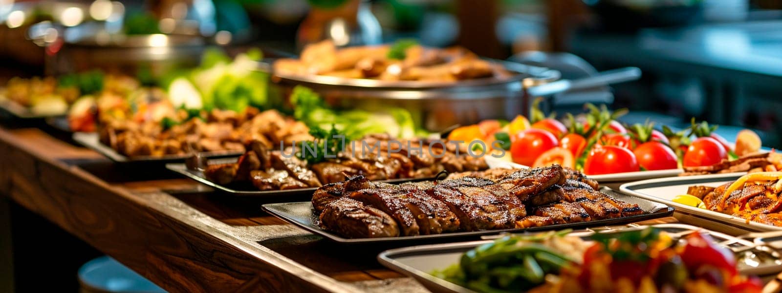 buffet with different food. Selective focus. by yanadjana