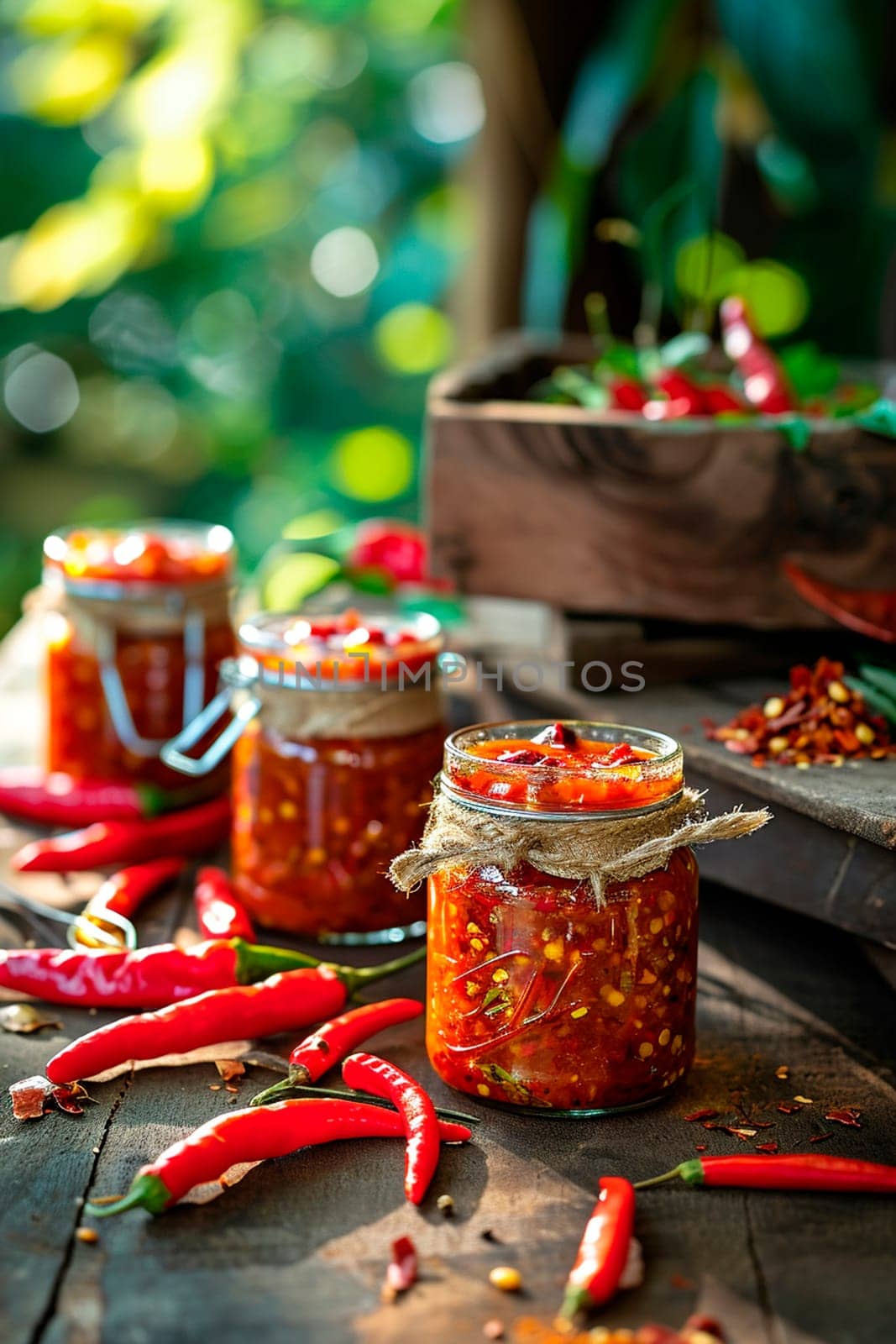 Pepper chilli preserved in jars. Selective focus. Food.