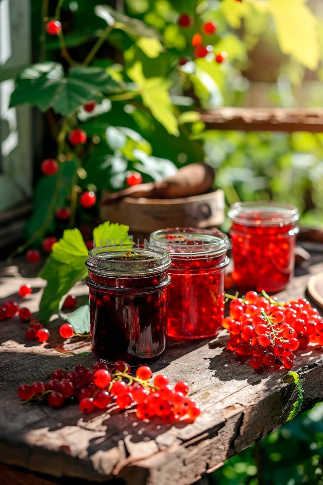 red currant jam in a jar. Selective focus. by yanadjana