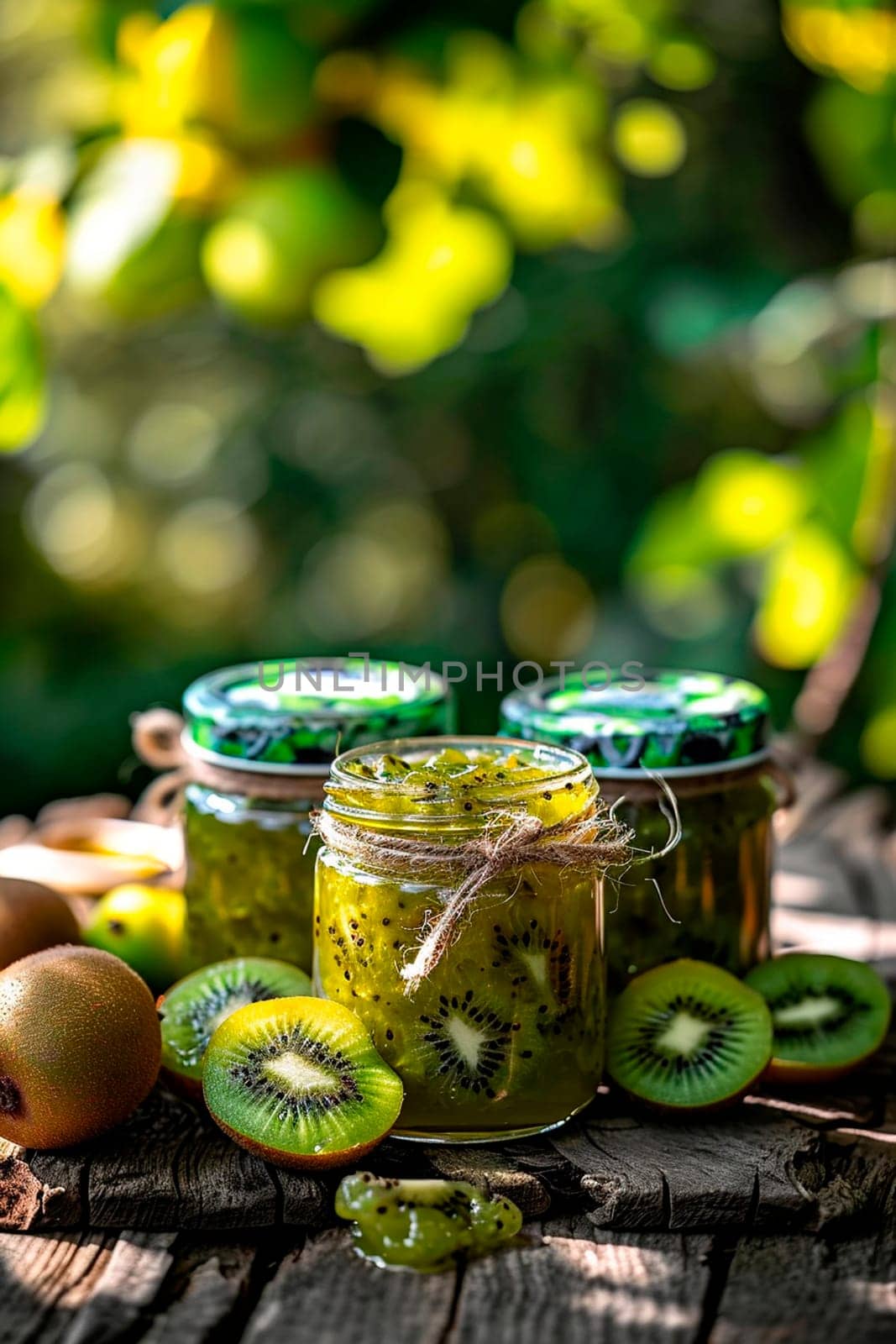 Kiwi jam in a jar. Selective focus. by yanadjana