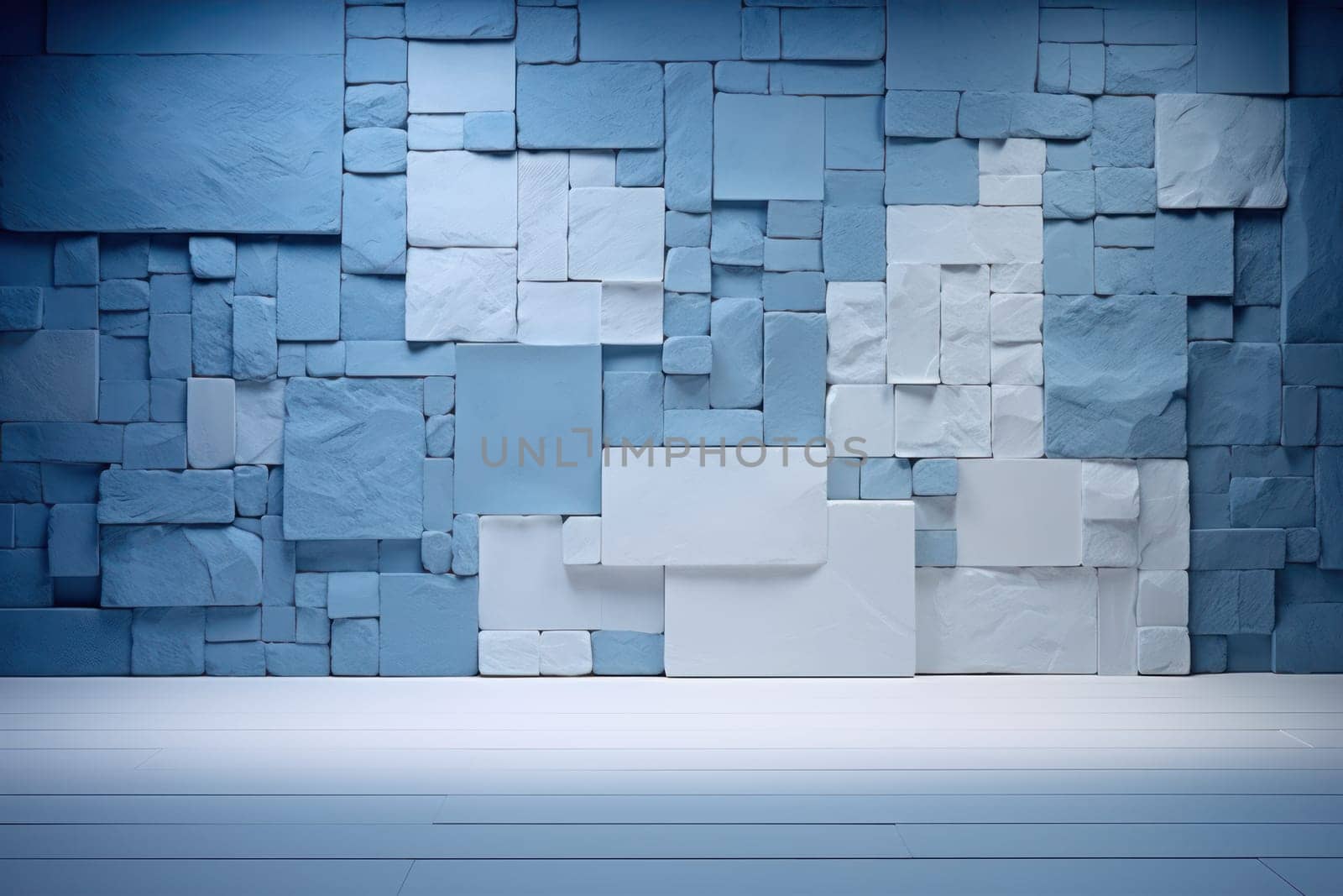 Beautiful futuristic Geometric background for your presentation. Textured intricate 3D wall in light blue and white tones Generative AI by golfmerrymaker