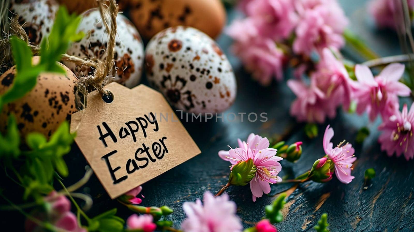 Happy Easter card and eggs. Selective focus. by yanadjana