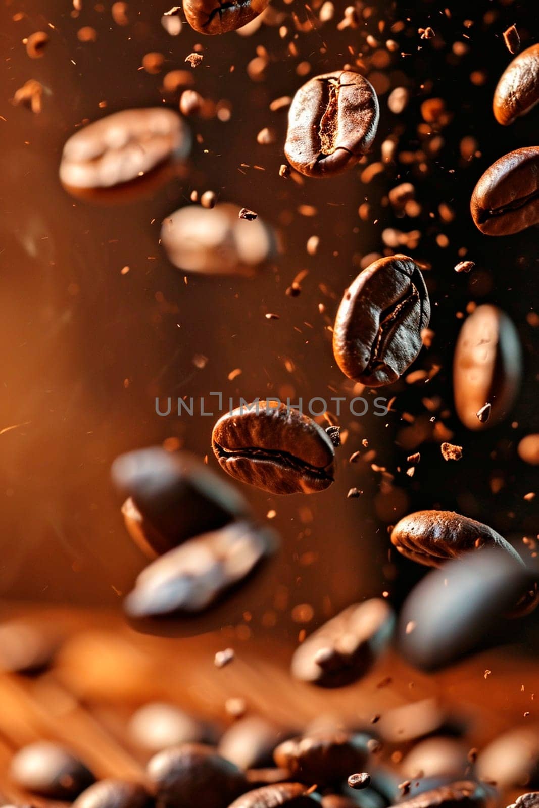 Coffee beans splash fresh. Selective focus. Drink.