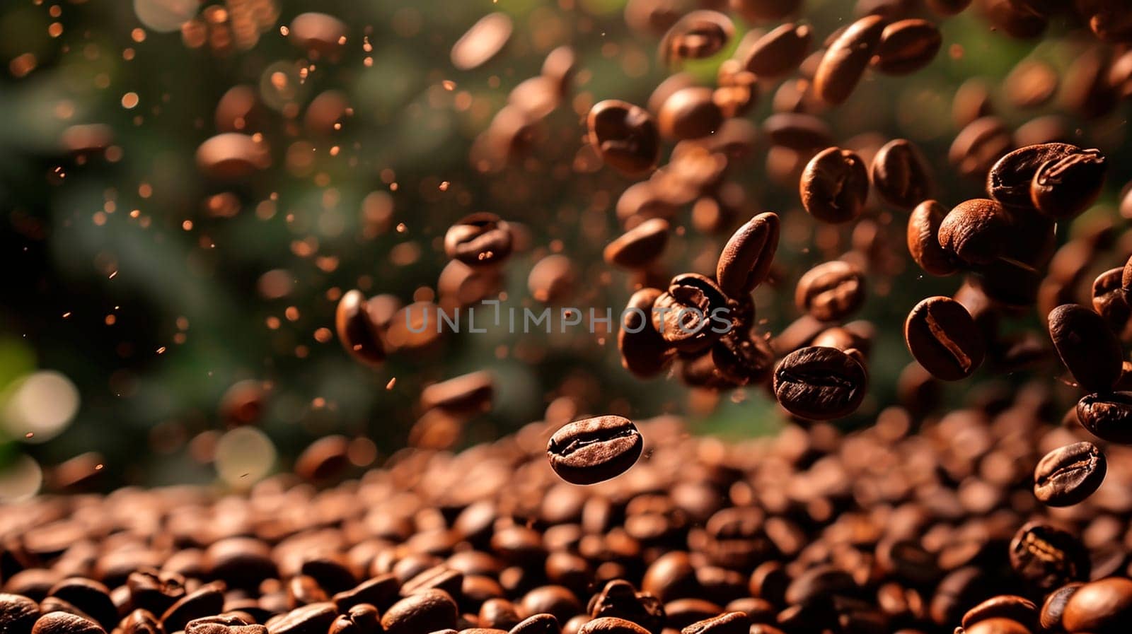 Coffee beans splash fresh. Selective focus. Drink.