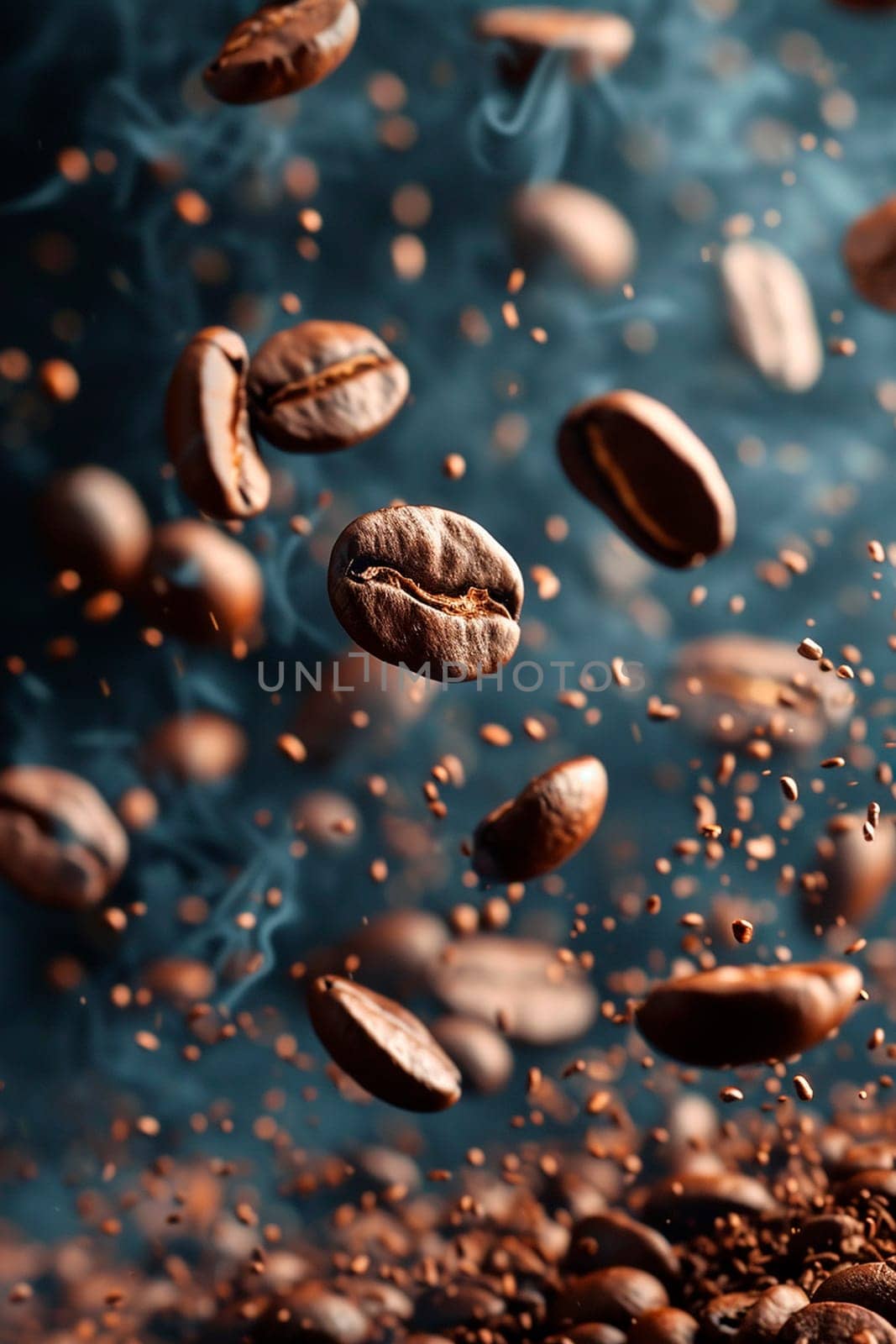 Coffee beans splash fresh. Selective focus. Drink.