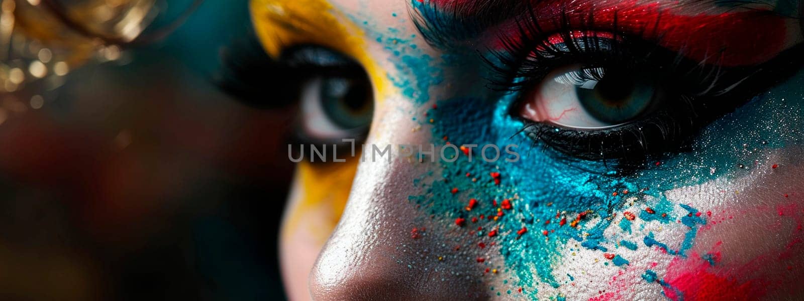 The girl has bright shiny makeup. Selective focus. by yanadjana