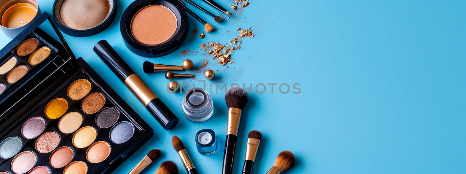 cosmetics glitter and makeup shadows. Selective focus. by yanadjana