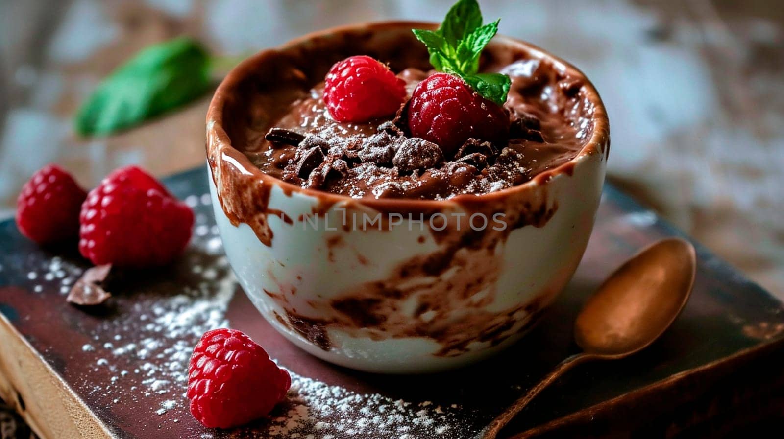 Dessert in a cup with berries. Selective focus. by yanadjana