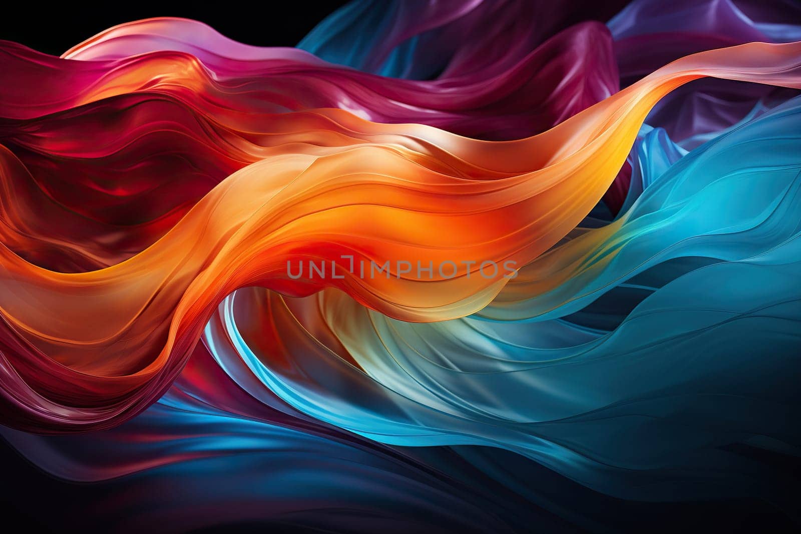 Abstract background with bright colored gradient wavy lines. Generated by artificial intelligence by Vovmar