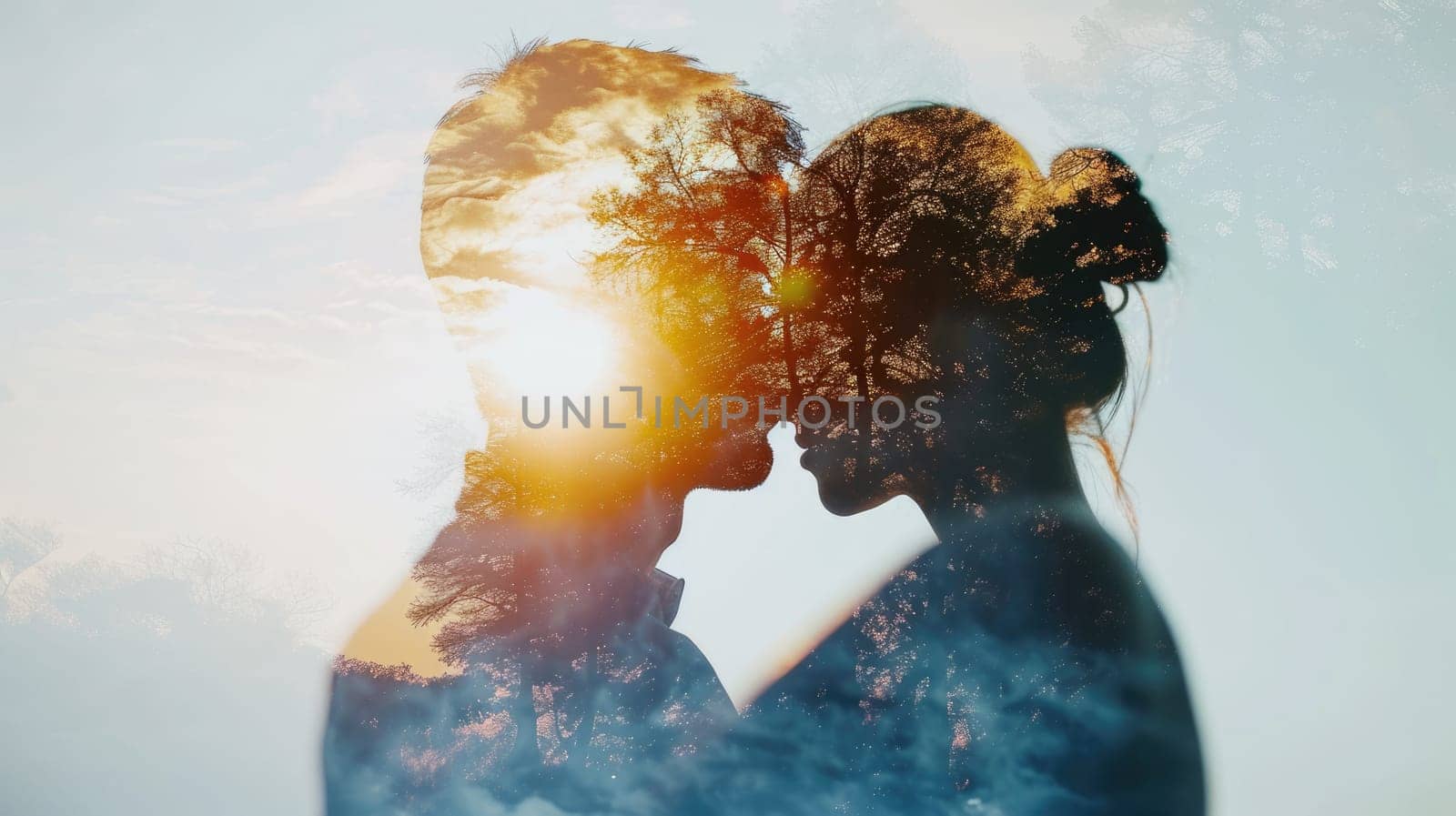 young couple in love , beautiful nature background , valentines day pragma