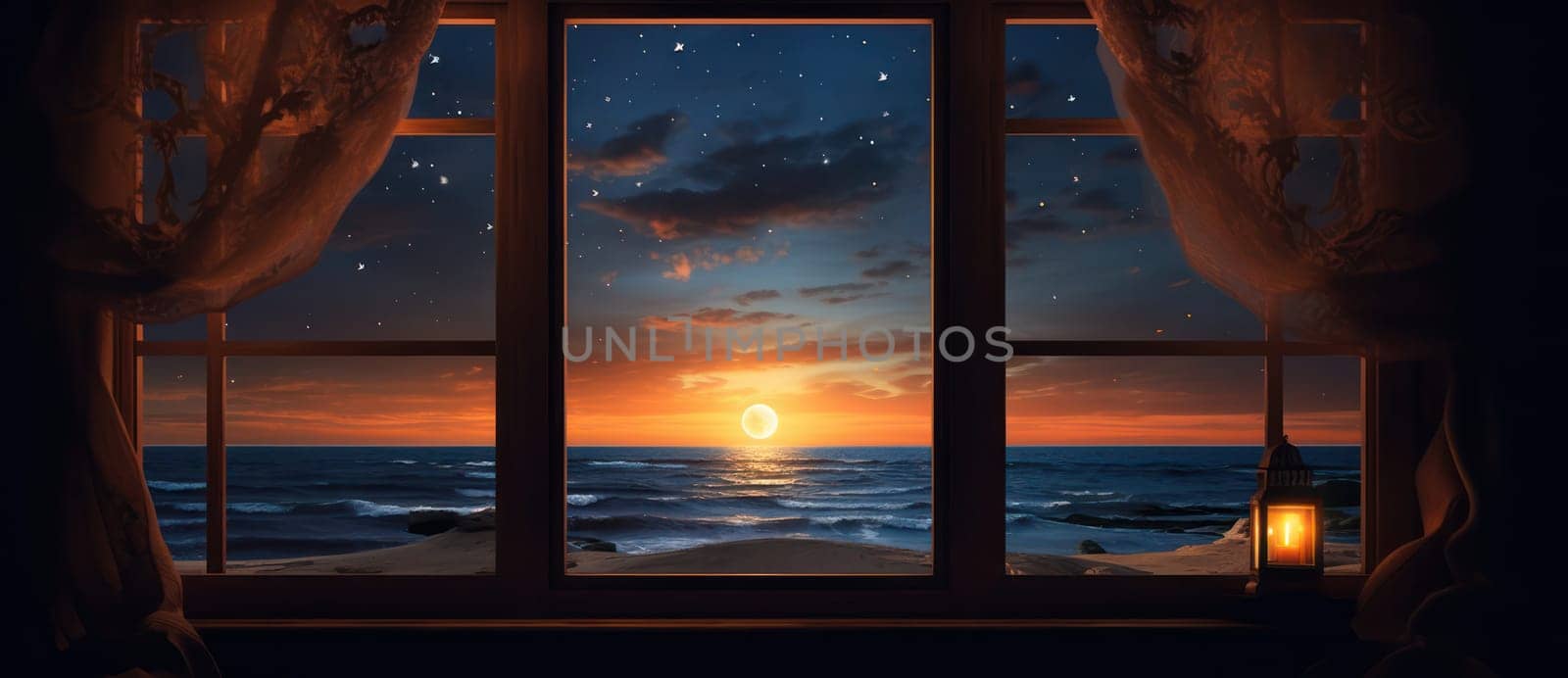 Tranquil Sunset at the Beach: A Captivating Beauty of Nature's Evening Dramatic Sky Reflection