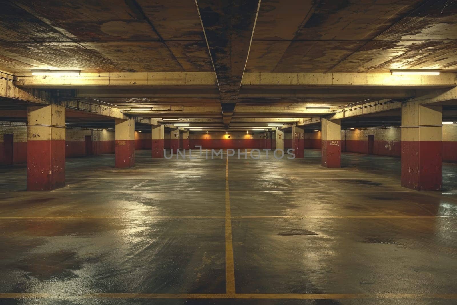 Empty parking lot. Background Generative AI by itchaznong
