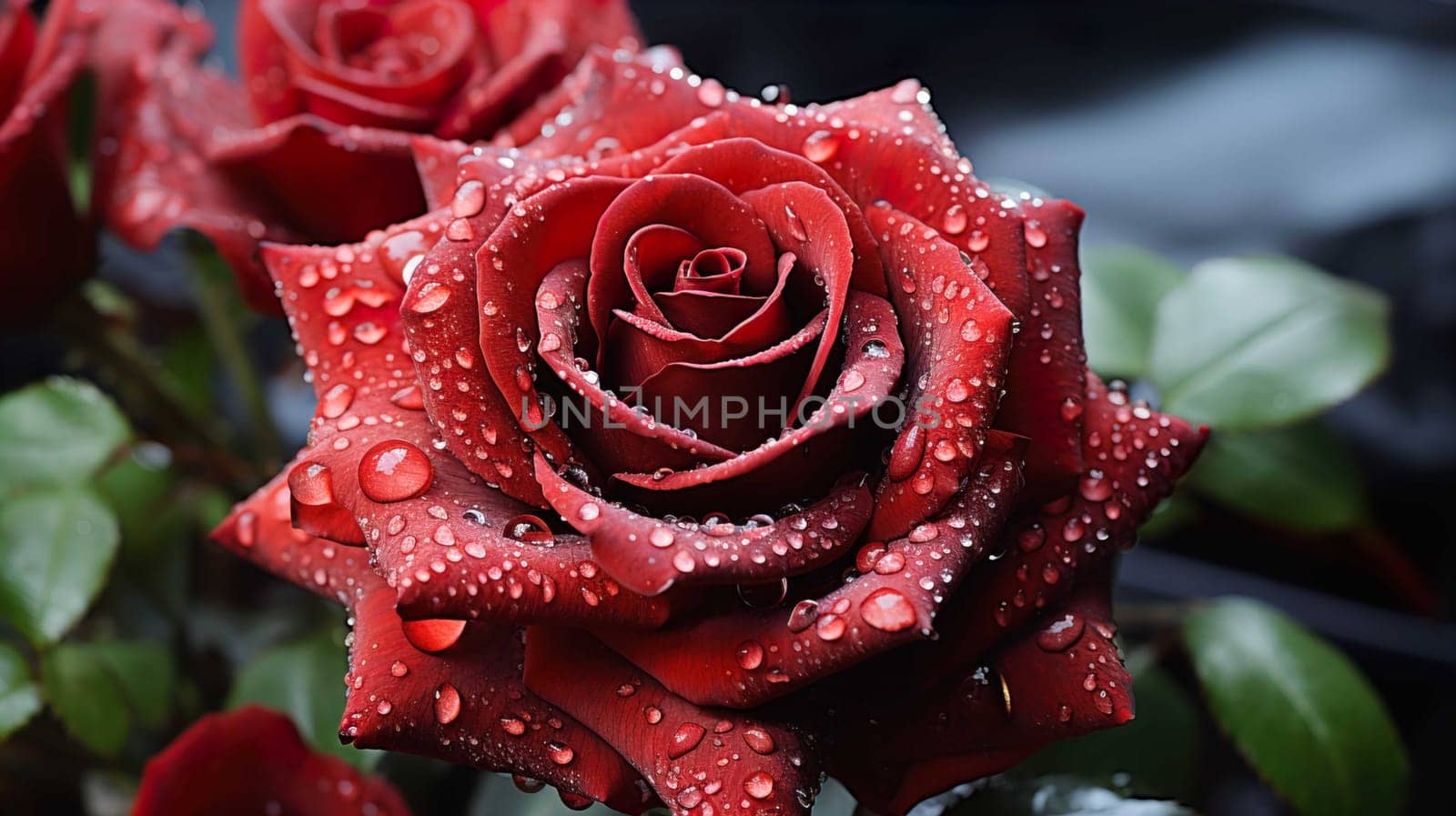  Close up brightly wet ,red rose fresh in the small garden,white background , light studio, Generate AI by Mrsongrphc