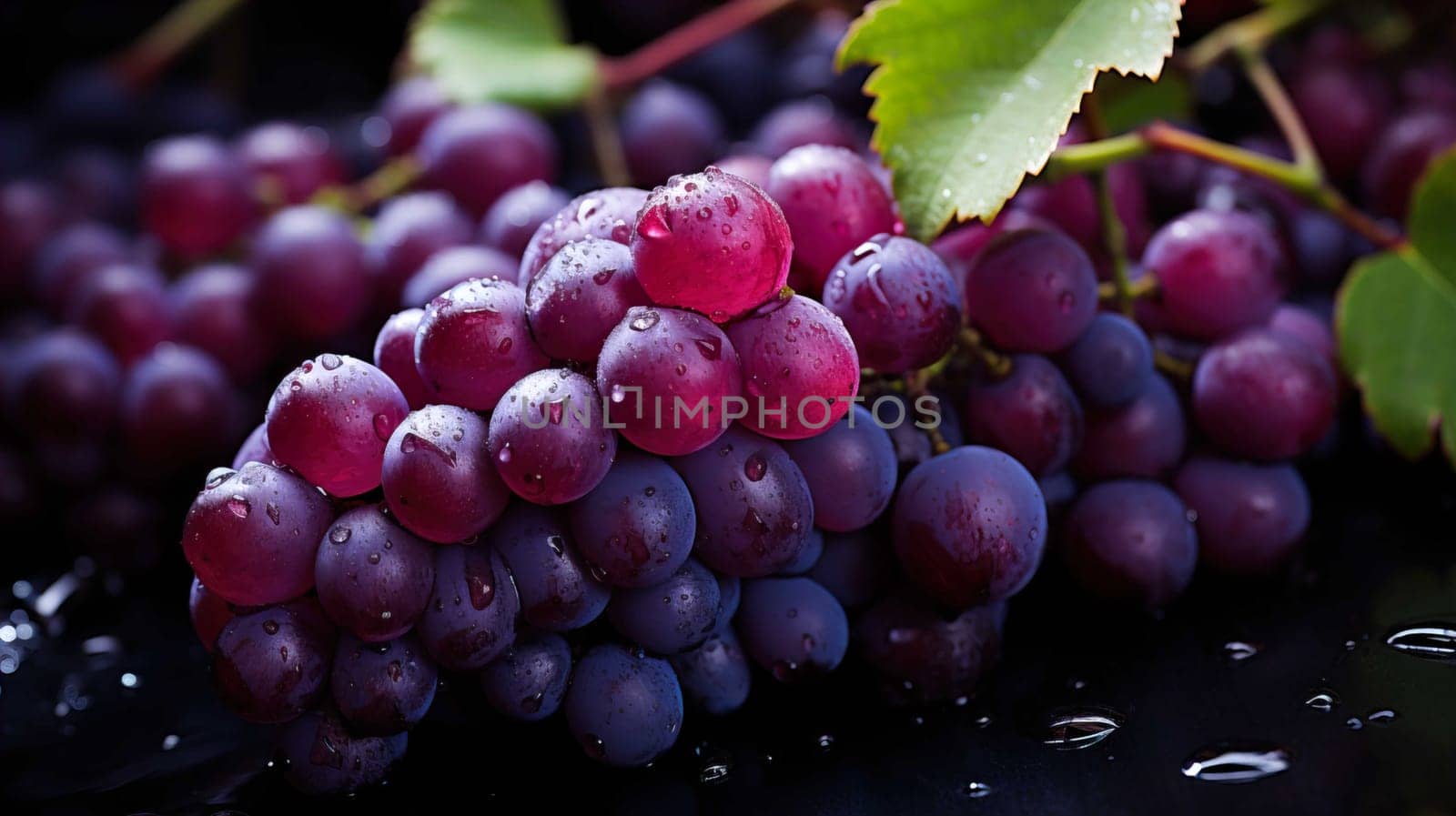   purple grapes, close up, clear, white background , Generate AI by Mrsongrphc