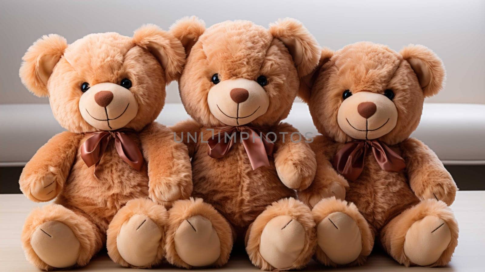  Big very soft teddy bears, brown, white background , Generate AI by Mrsongrphc