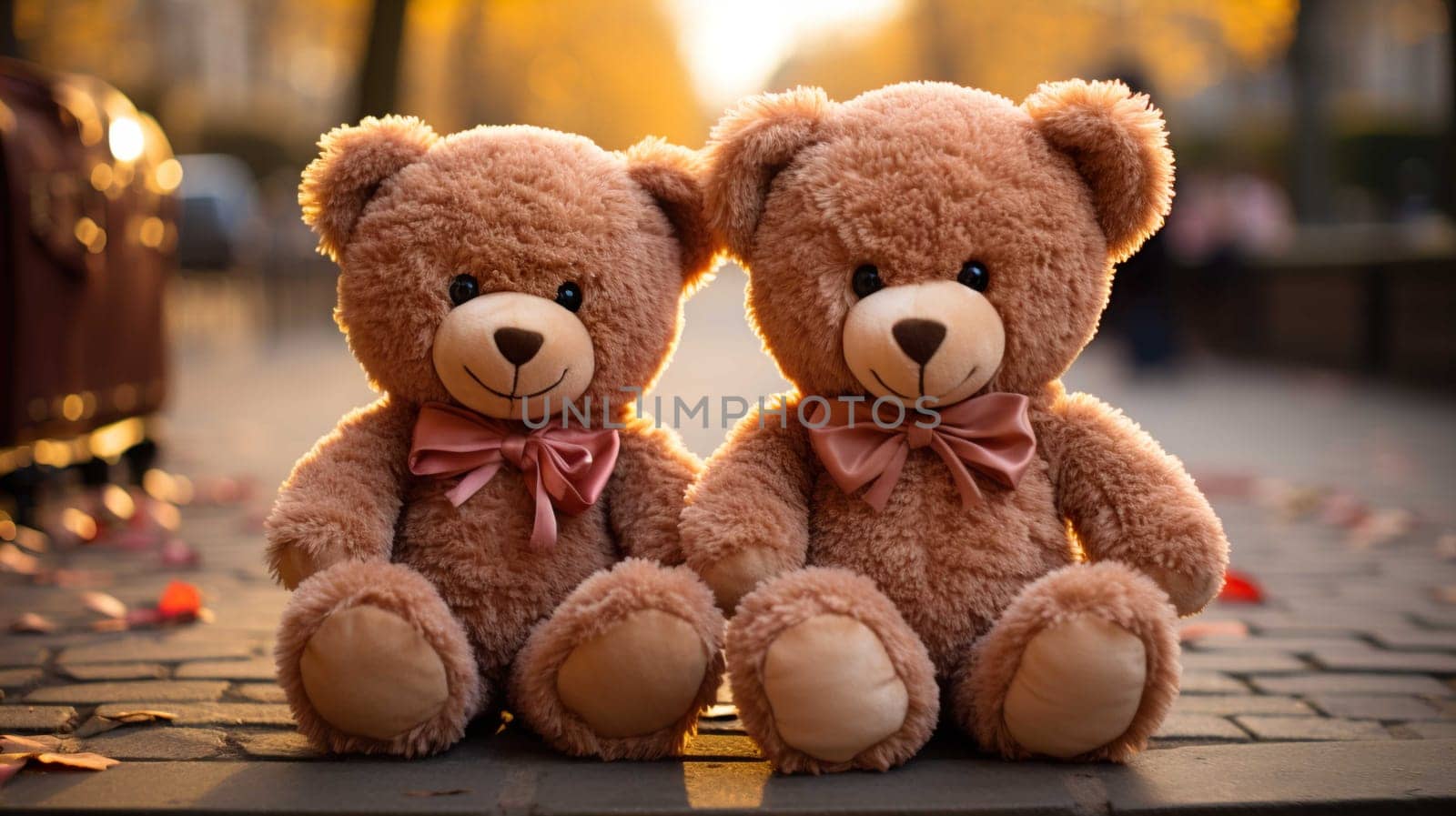  Big very soft teddy bears, brown, white background , Generate AI