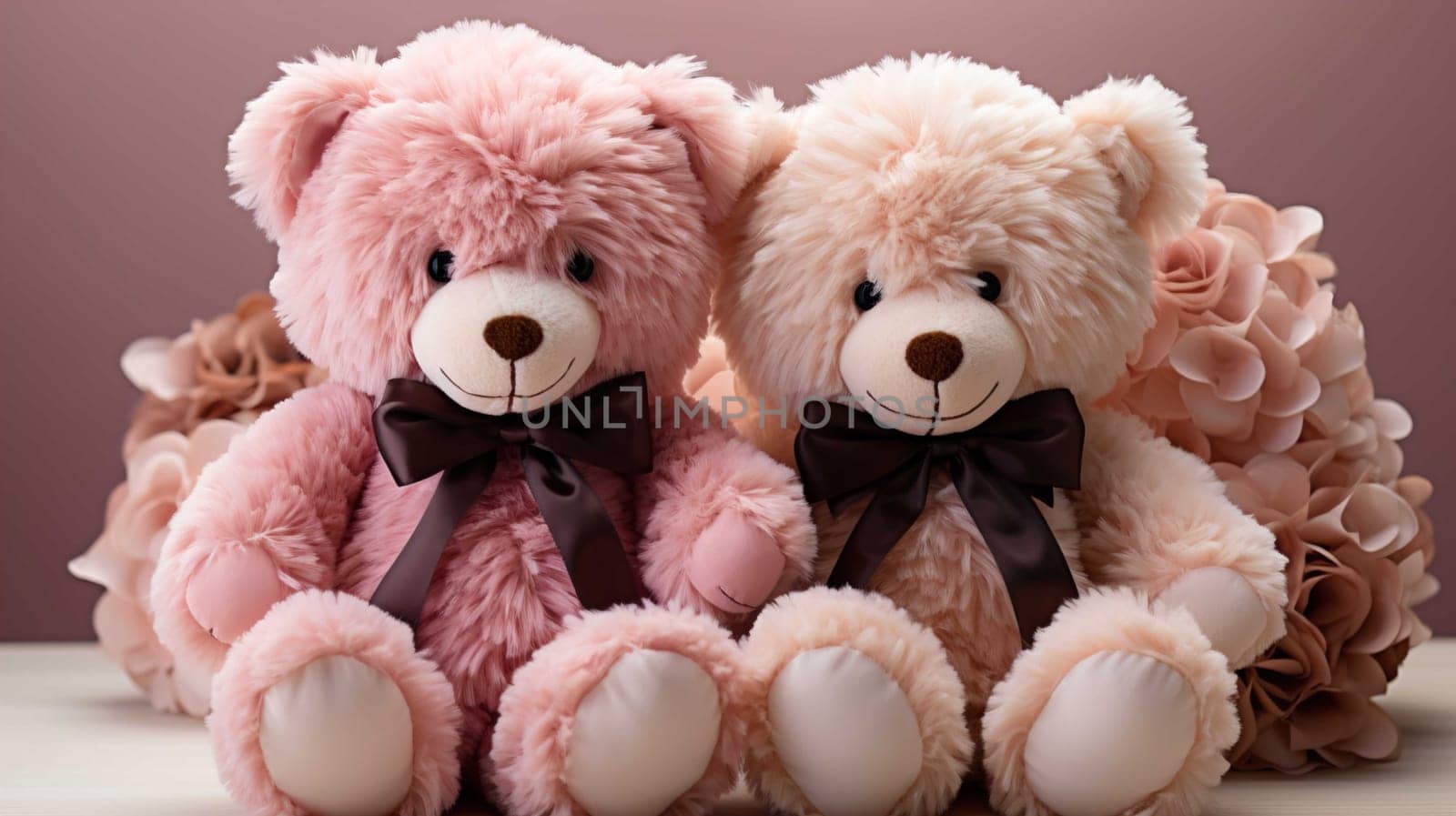  Big very soft teddy bears, brown, white background , Generate AI by Mrsongrphc