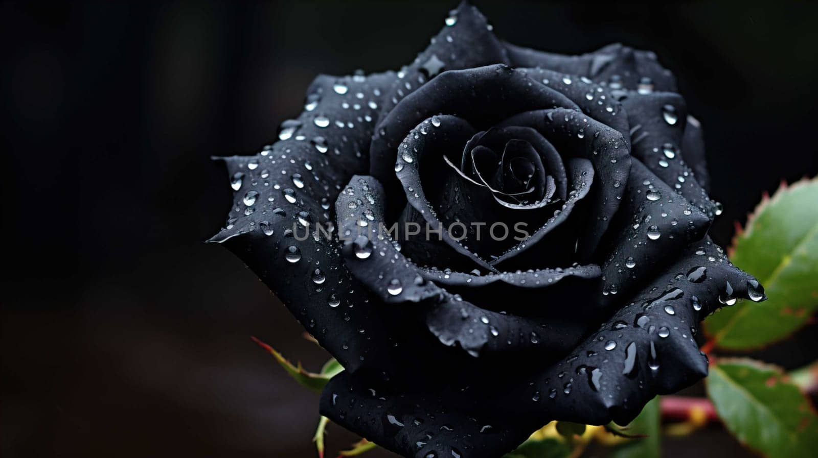 black rose flower, full of meaning, with a few water drops, wallpaper , Generate AI