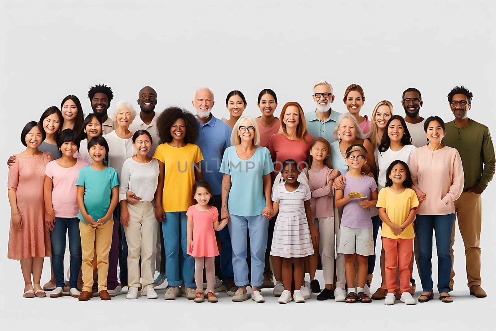 A diverse group of individuals standing together, posing for a group photograph.