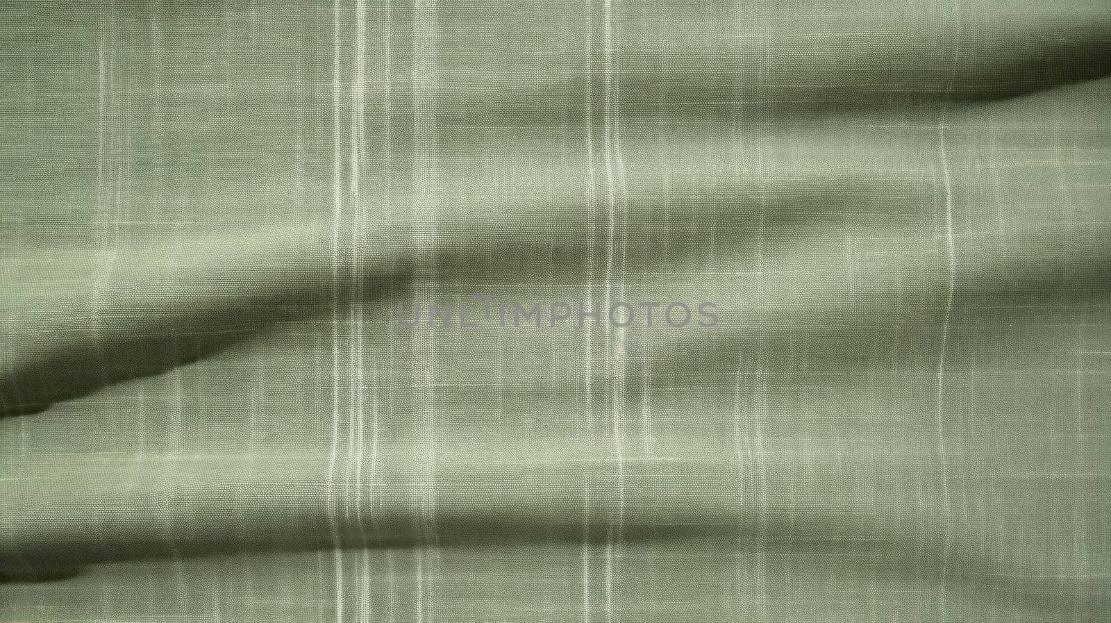 Background made of natural linen fabric of muted green color and natural texture. AI generated.