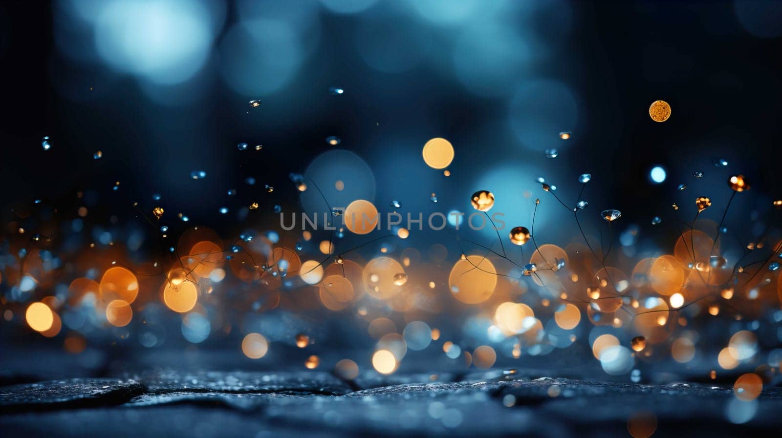 Abstract background with bokeh effect blurred defocused lights in light blue colors light blue bokeh lights on gray background  , Generate AI