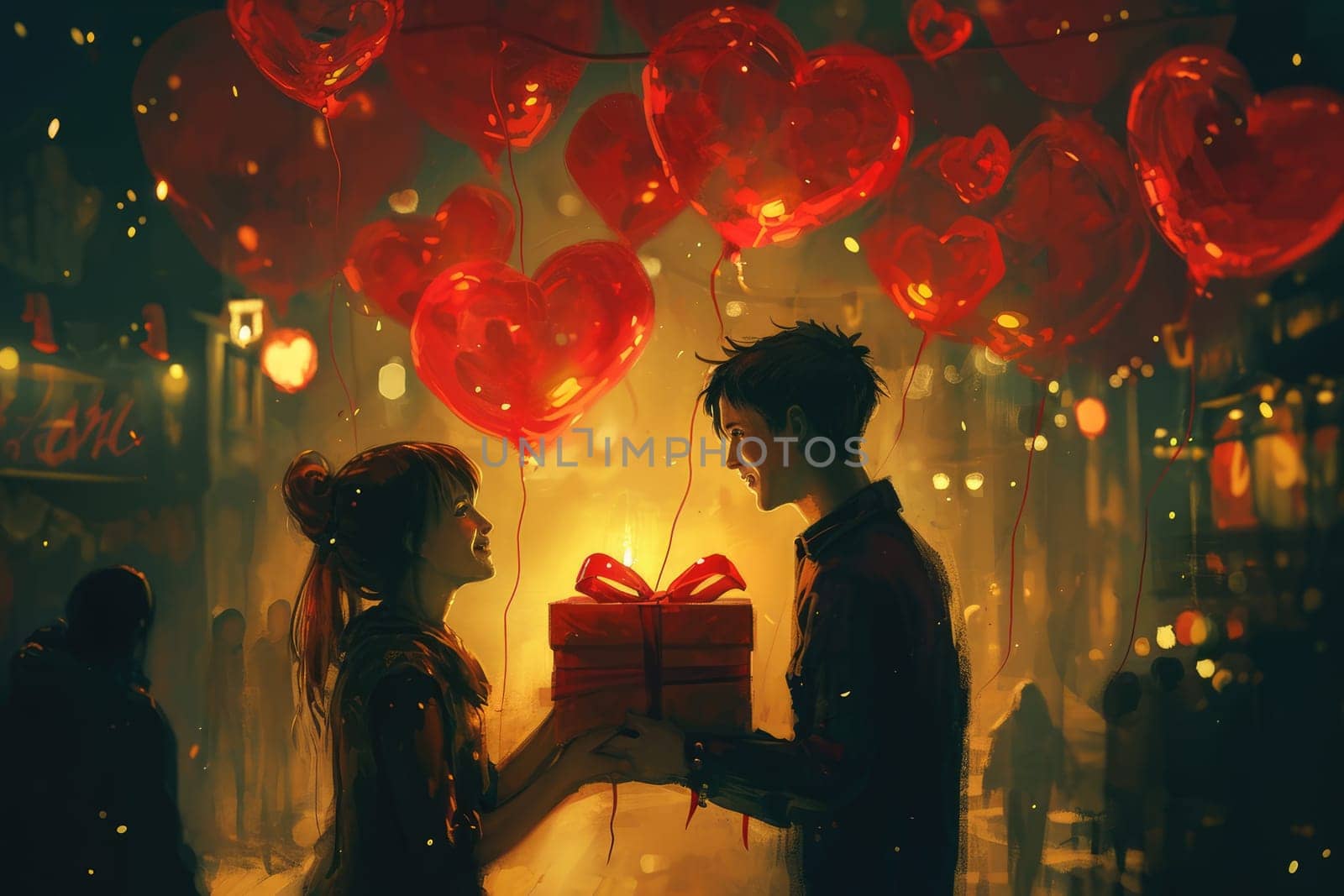 romantic couple giving valentines day gift of pragma love by biancoblue