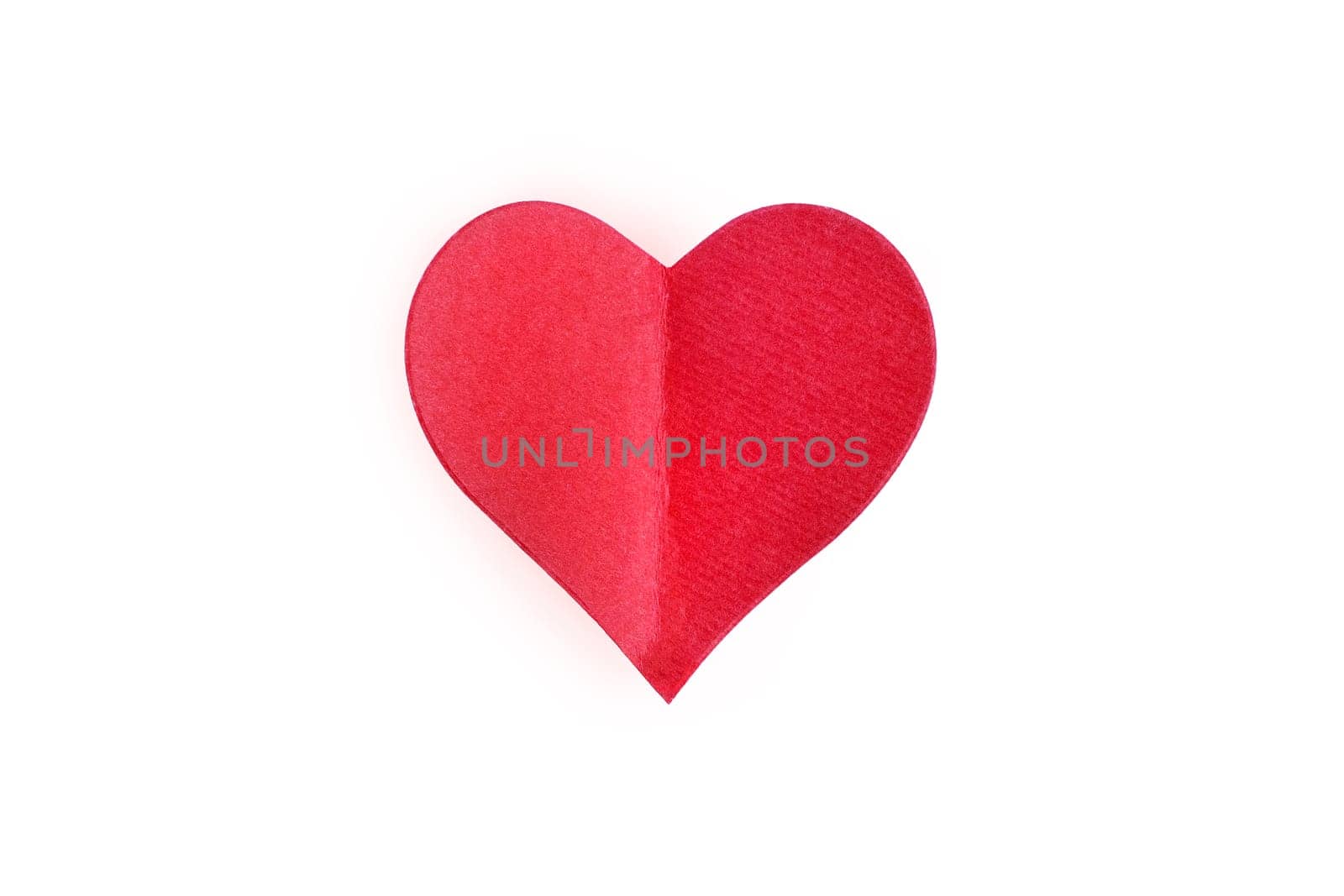 Red paper Valentines Day heart isolated on white background by Annavish