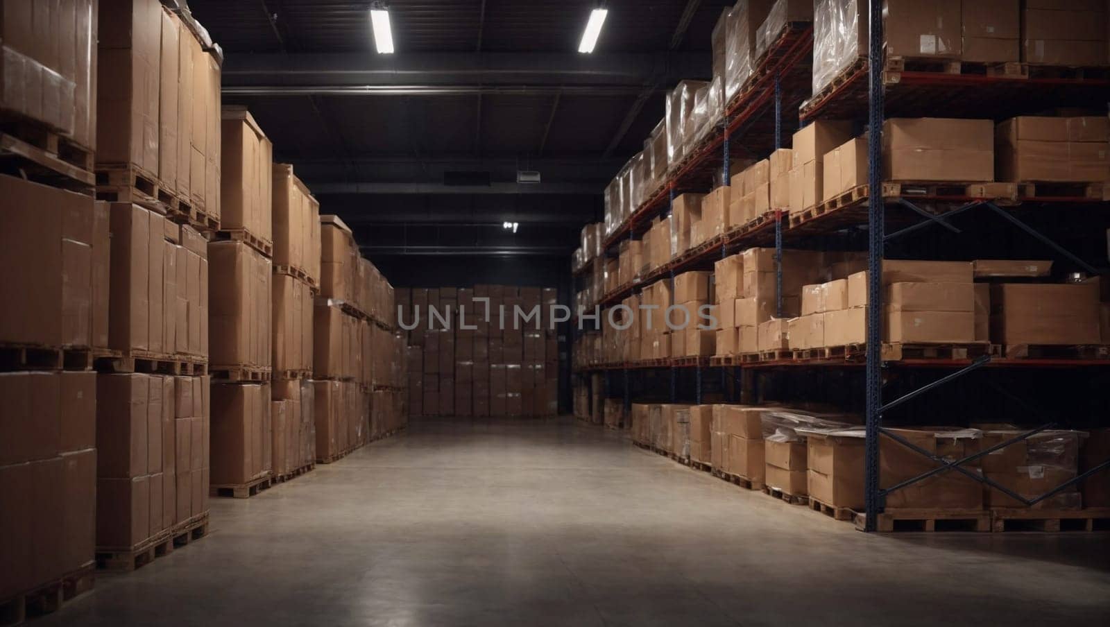 A bustling warehouse packed with numerous boxes, awaiting shipment and storage.