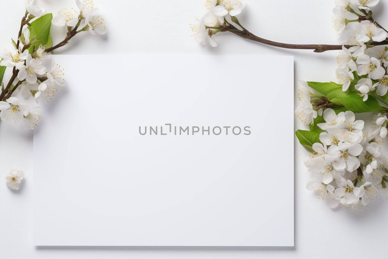 Spring decorations background with beautiful white wild flowers. Copy space for text banner. by sergeykoshkin