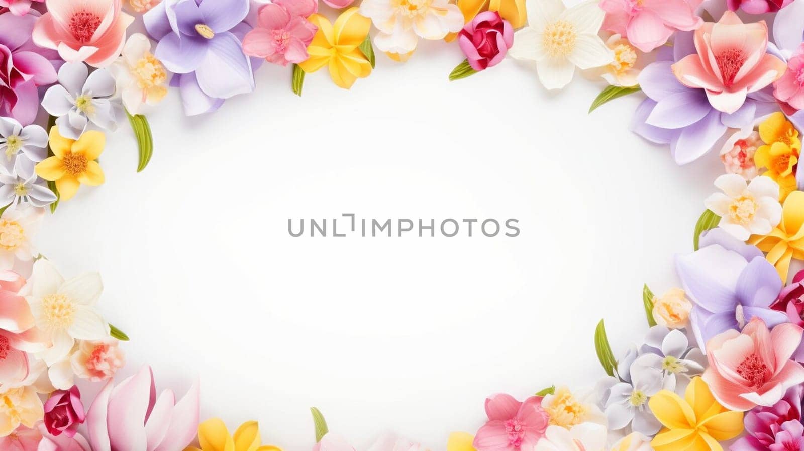 Spring and summer decorations background with beautiful wild flowers. Copy space for text banner