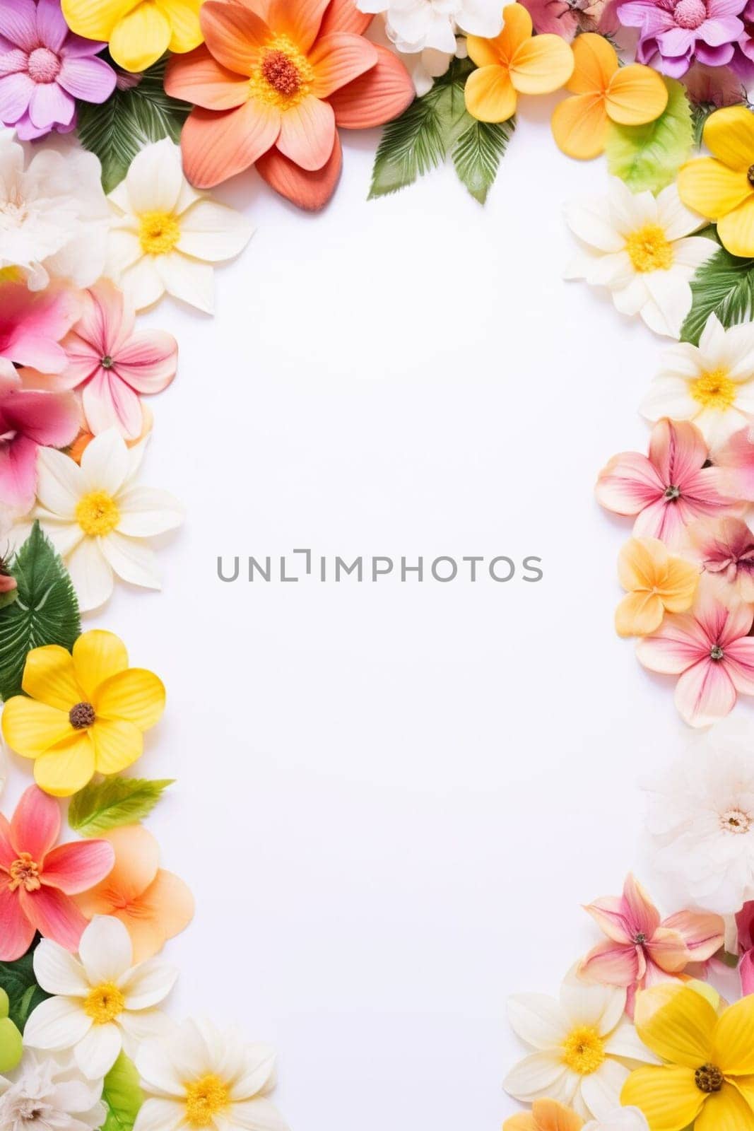 Spring and summer decorations background with beautiful wild flowers. Copy space for text banner