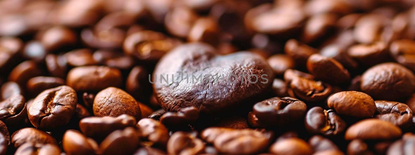 Coffee beans heart on the table. Selective focus. Food.