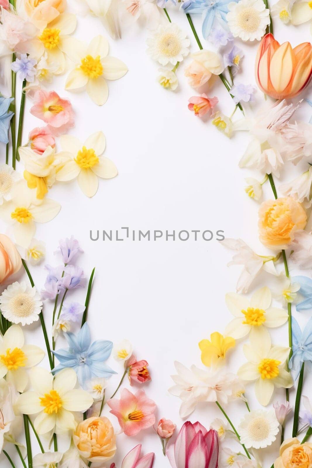 Spring and summer decorations background with beautiful wild flowers. Copy space for text banner