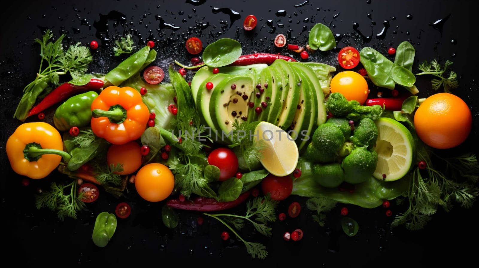 Colorful lunch menu, fresh vegetables and healthy  , Generate AI