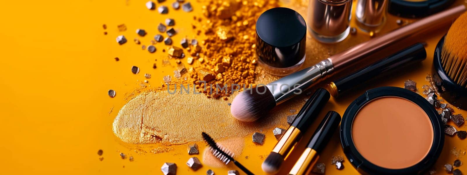 cosmetics glitter and makeup shadows. Selective focus. by yanadjana