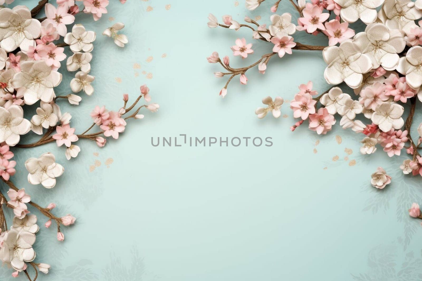 Spring and summer decorations background with beautiful wild flowers. Copy space for text banner