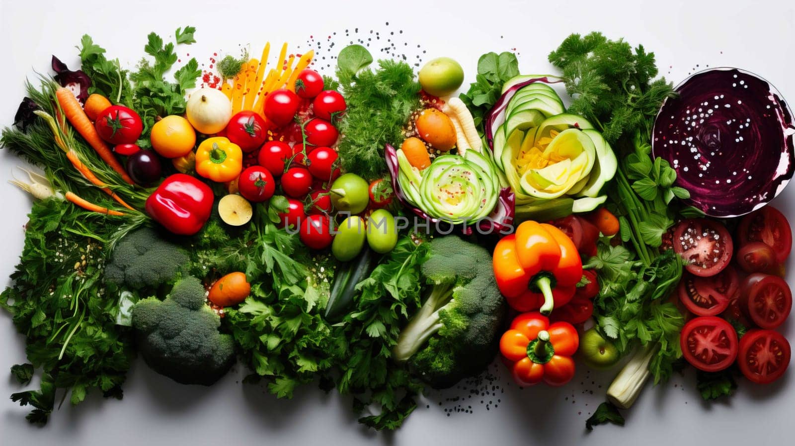 Colorful lunch menu, fresh vegetables and healthy  , Generate AI