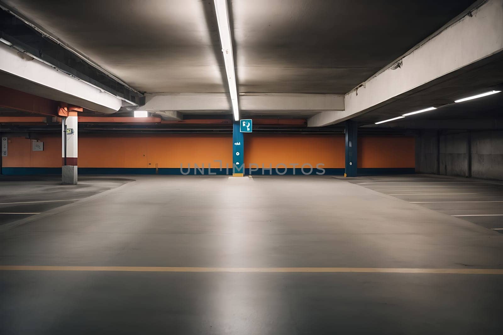 Empty Parking Garage With No One Inside. Generative AI. by artofphoto