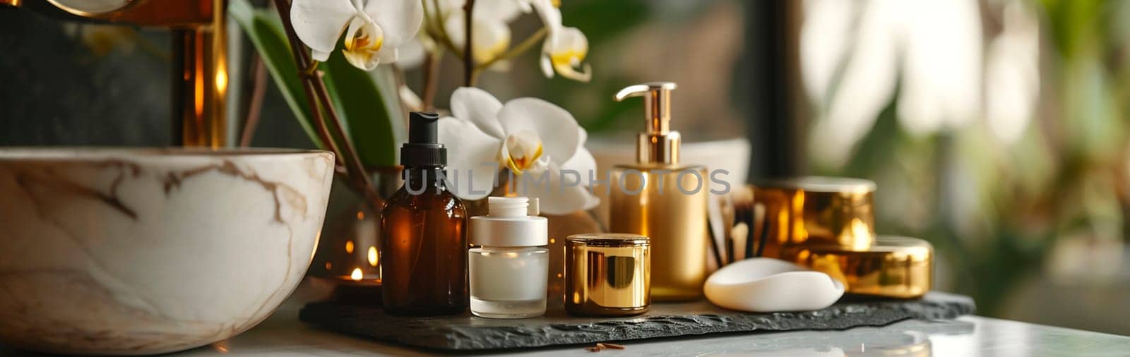 Spa products in the bathroom. Selective focus. by yanadjana