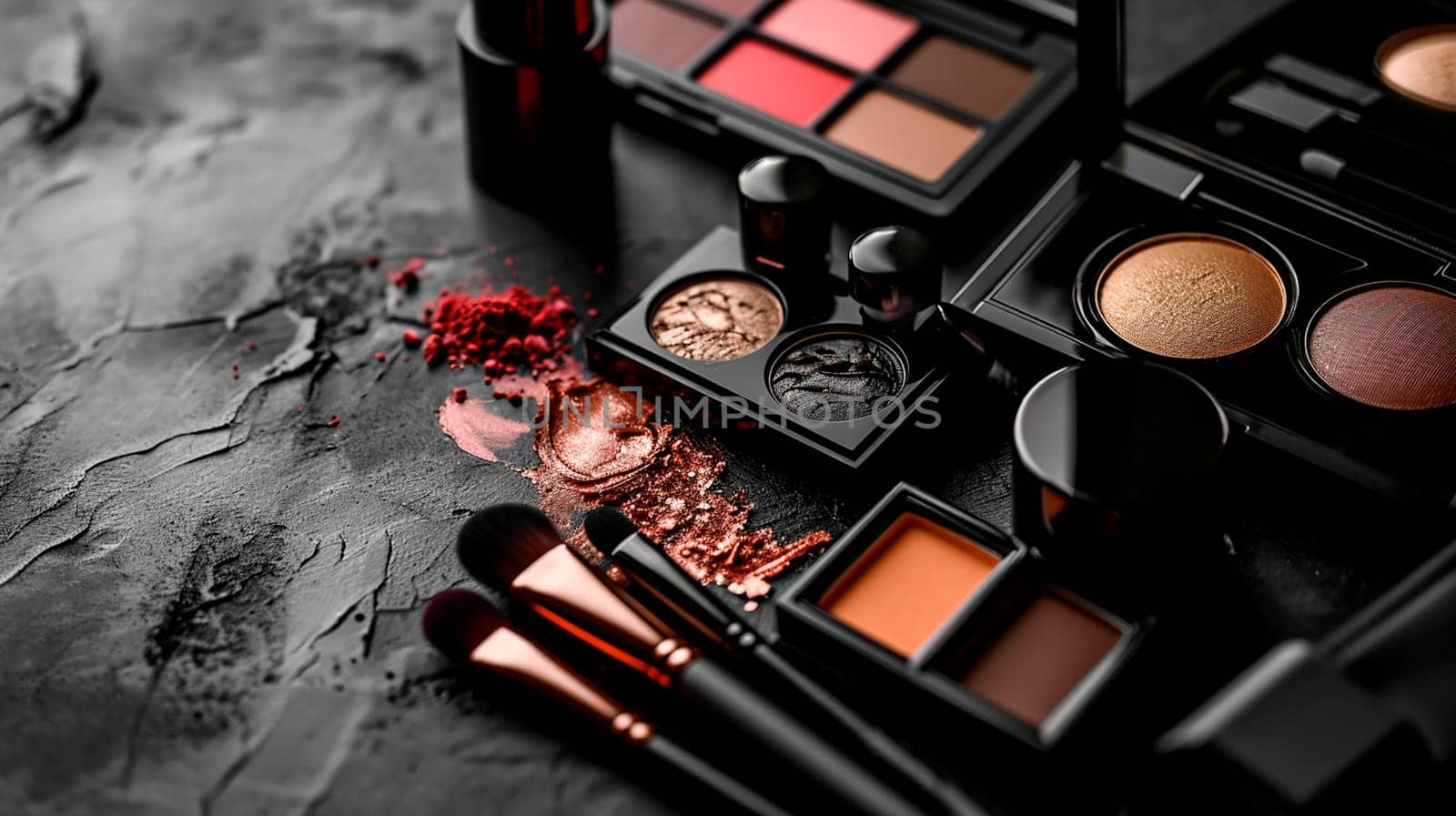 cosmetics glitter and makeup shadows. Selective focus. Spa.
