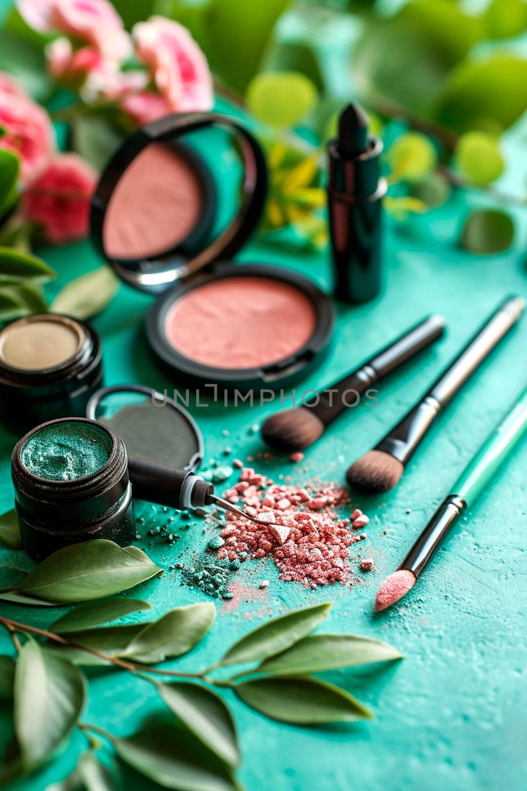 cosmetics glitter and makeup shadows. Selective focus. by yanadjana