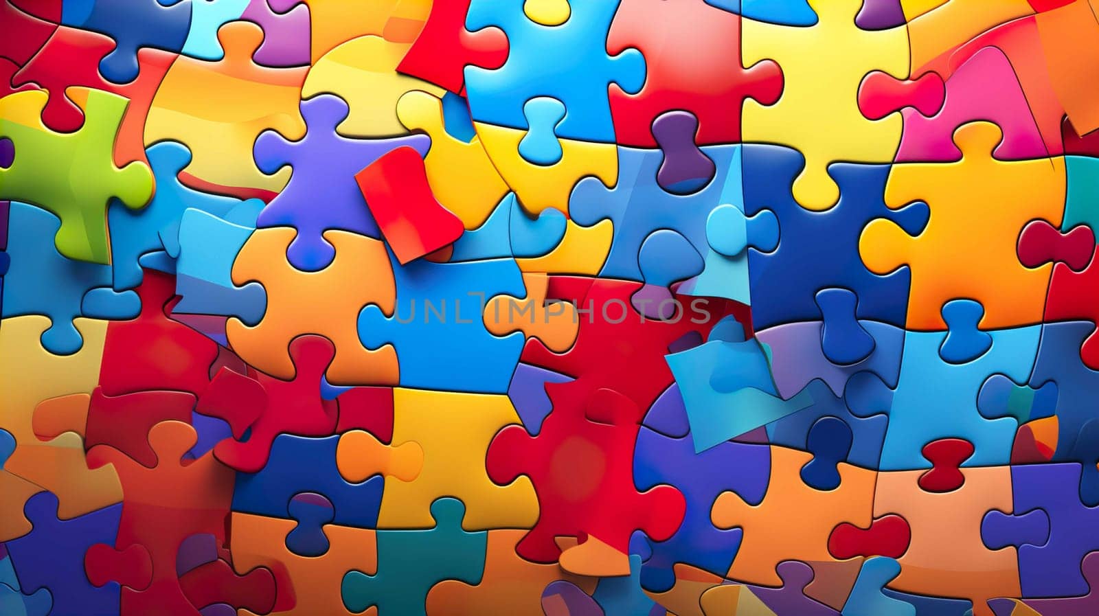 illustration of a colorful puzzle arrangement forming a heart, commemorating world autism day , Generate AI