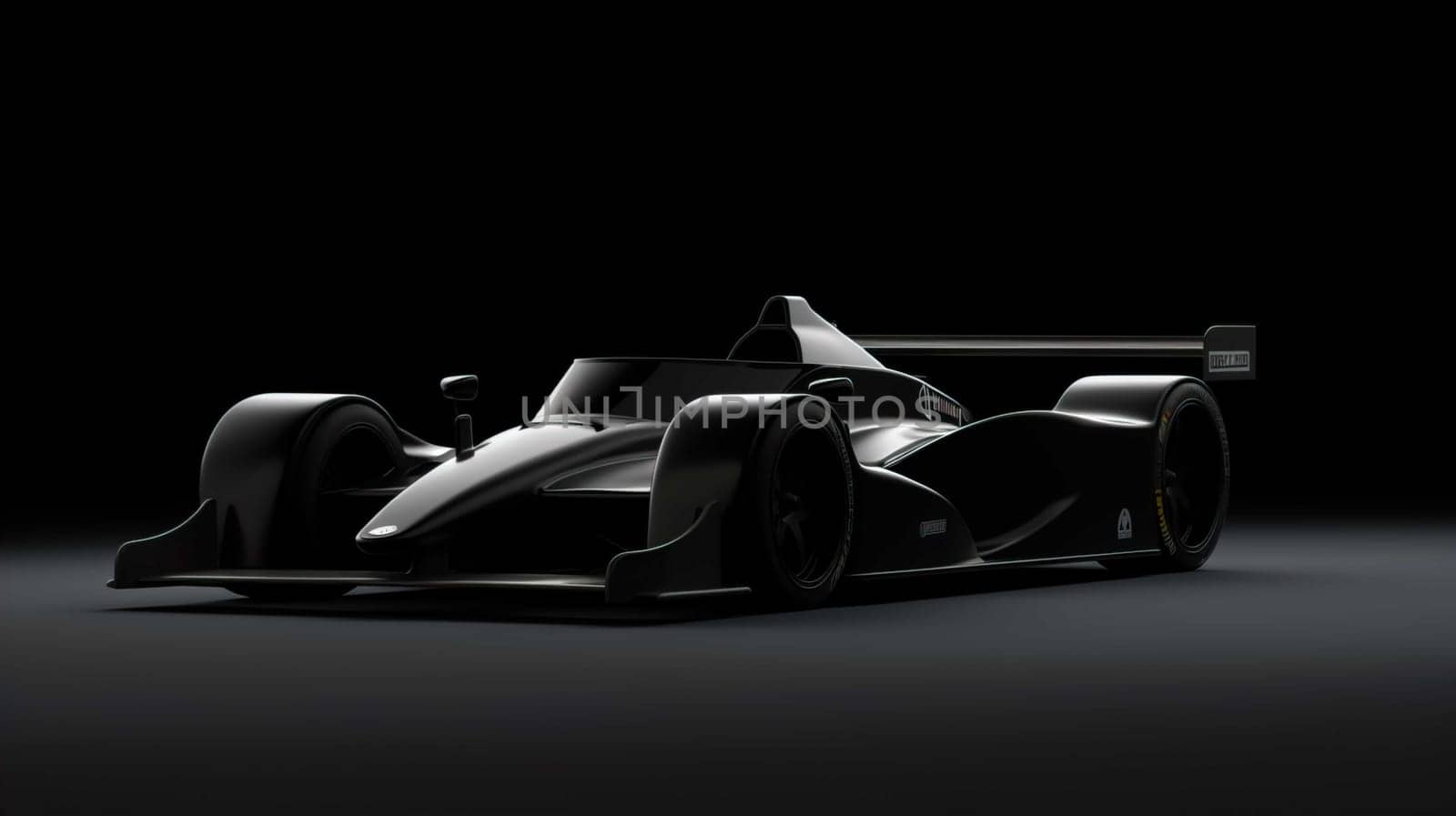 Racing car prototype, silhouette on black. Car of my own design  Photo realistic render , Generate AI by Mrsongrphc