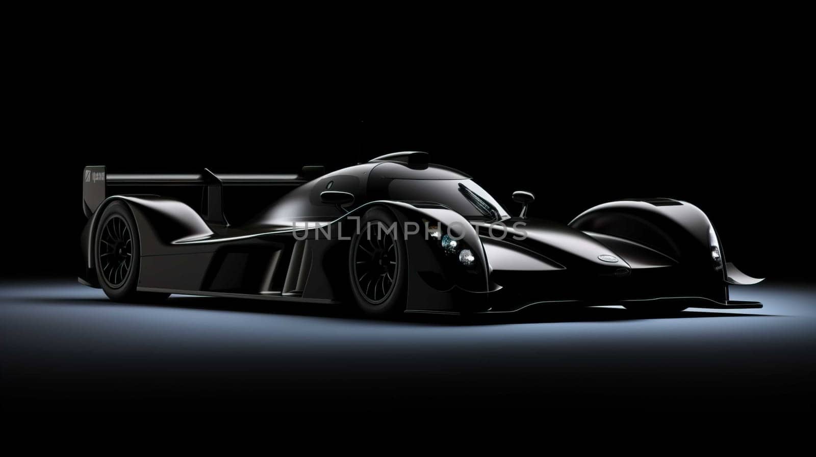 Racing car prototype, silhouette on black. Car of my own design  Photo realistic render , Generate AI by Mrsongrphc