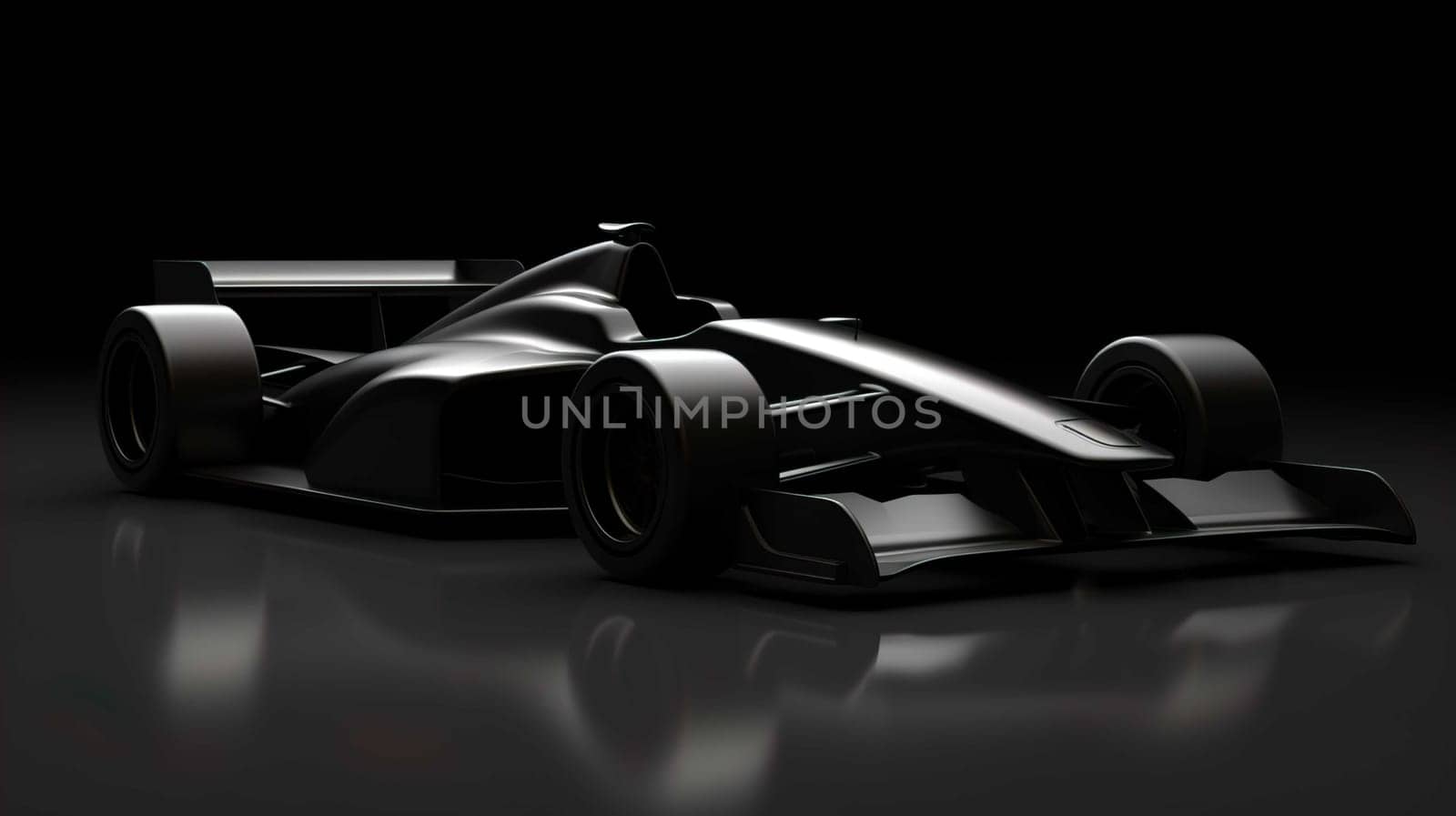 Racing car prototype, silhouette on black. Car of my own design  Photo realistic render , Generate AI by Mrsongrphc