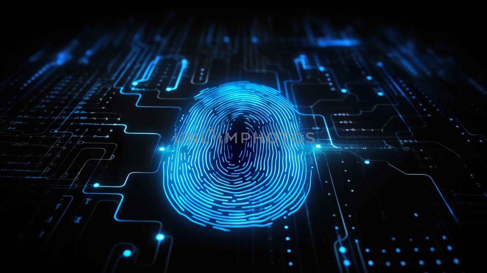 Fingerprint scan provides security access ,Businessman pointing security access , Generate AI by Mrsongrphc