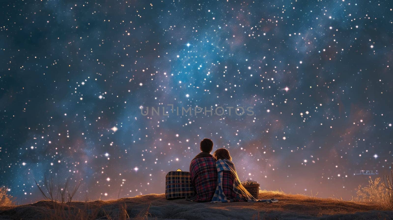 two lovers romantic night couple looking at stars in the sky pragma by biancoblue